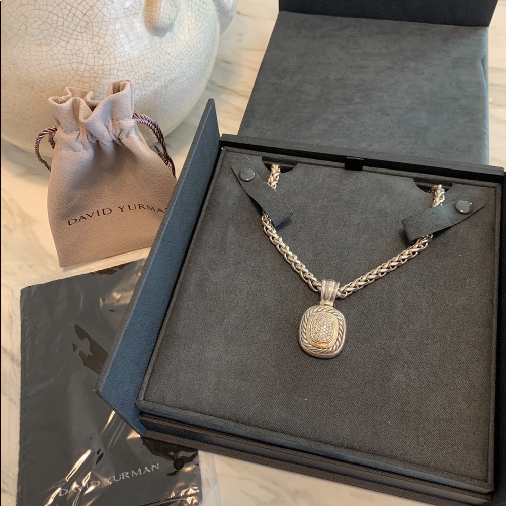 David Yurman Two-Tone Pave Diamond Pendant in Silver and Gold - Picture 7 of 15